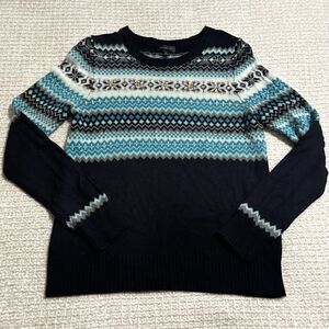 The Limited Womens Fair Isle Jeweled Sweater Crewneck Cozy Winter Size M